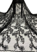 Sequin & Bugle-Bead Embroidered Tulle Mesh Fabric – Design 01279 — fabric photo 4
