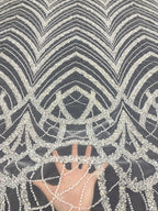 Precision Bugle Foam Bead Sequin Embroidered Fabric — fabric photo 2
