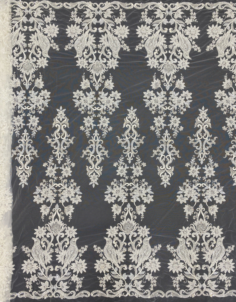 Symmetrical Bugle and Foam Bead Sequin Fabric — fabric photo 6