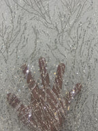 Bugle Bead & 2/4 mm Crystal Sequin Embroidered Fabric — fabric photo 4