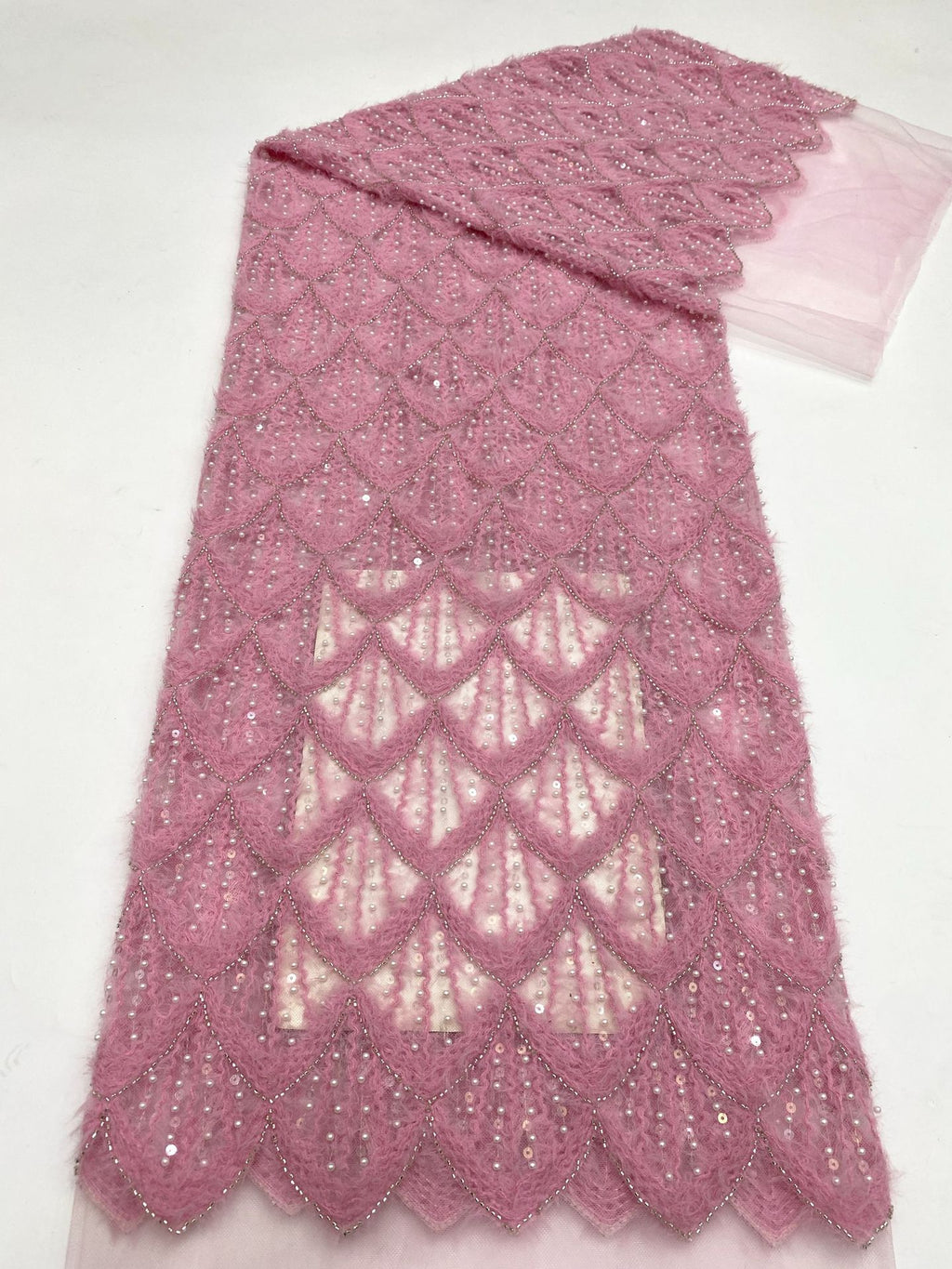 Rope & Bead Sequin Embroidery Fabric for Dresses — fabric photo 6