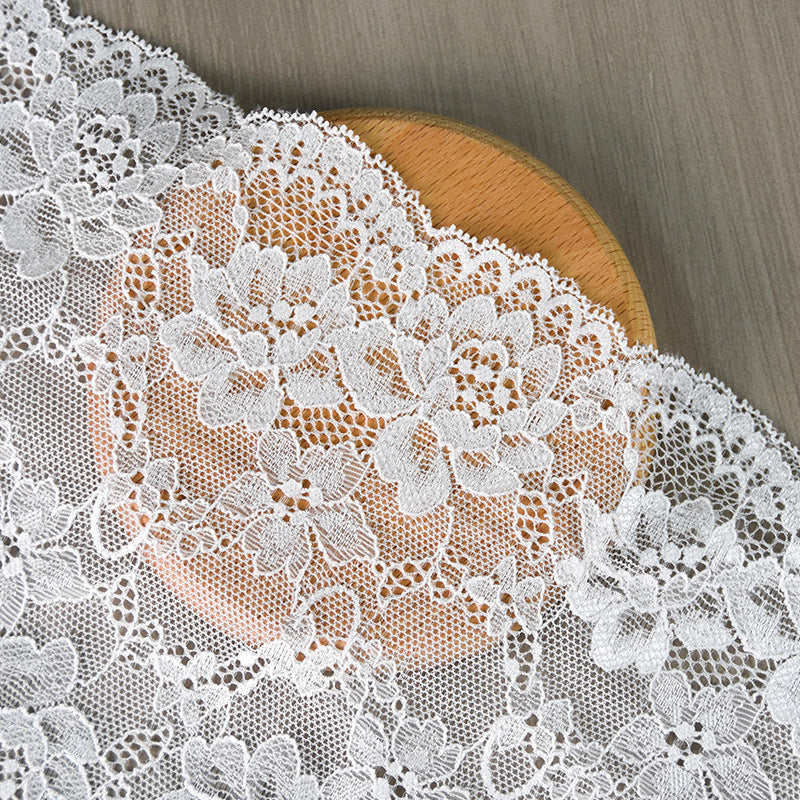 Large Floral Corded Stretch Lace Trim 18 cm — fabric photo 3