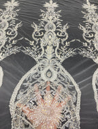 Sequin & Bubble-Bead Embroidered Bridal Fabric – Design 95295 — fabric photo 2