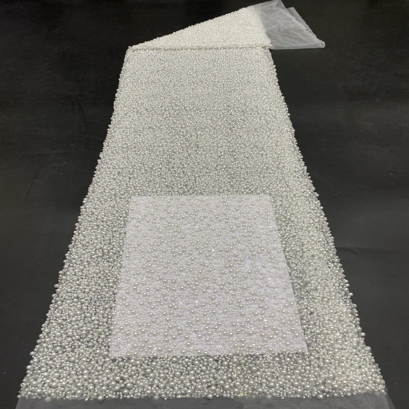 Dense Bead Sequin Bridal Embroidery Fabric — fabric photo 3