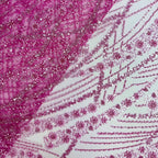 Heavy Bugle Bead Embroidered Lace Fabric