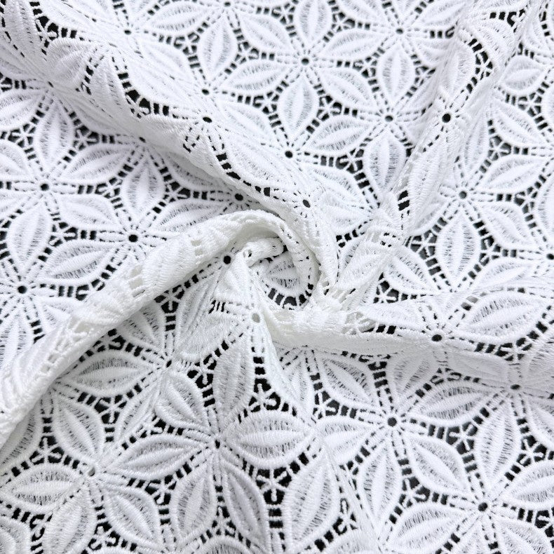 Geometric Embroidered Guipure Lace Fabric — fabric photo 2