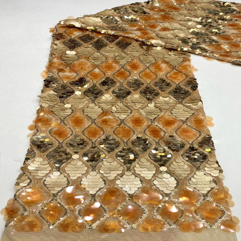 Heavy Multisize Sequin Embroidered Stretch Mesh