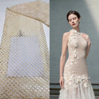 Water-Soluble Cutwork 7mm Sequin Embroidery Fabric