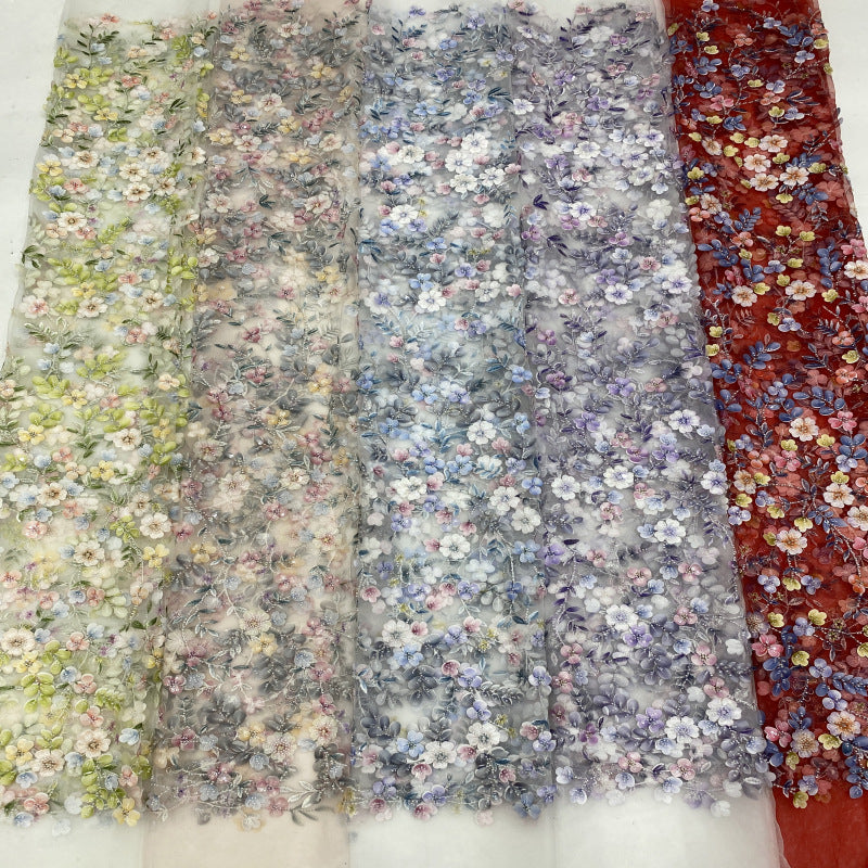 Botanical Laser Print Bead Sequin Embroidery Fabric — fabric photo 5