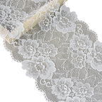 Large Floral Double-Scallop Corded Stretch Nylon-Spandex Lace Trim 18 cm — fabric photo 4
