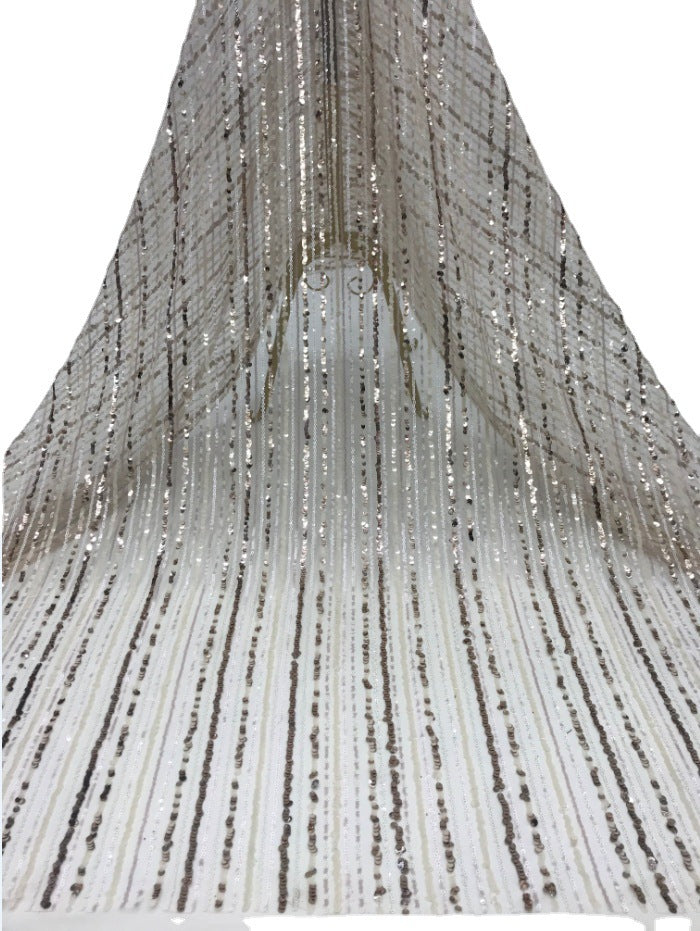 Multicolor Vertical Stripe Sequin Embroidery Fabric — fabric photo 4