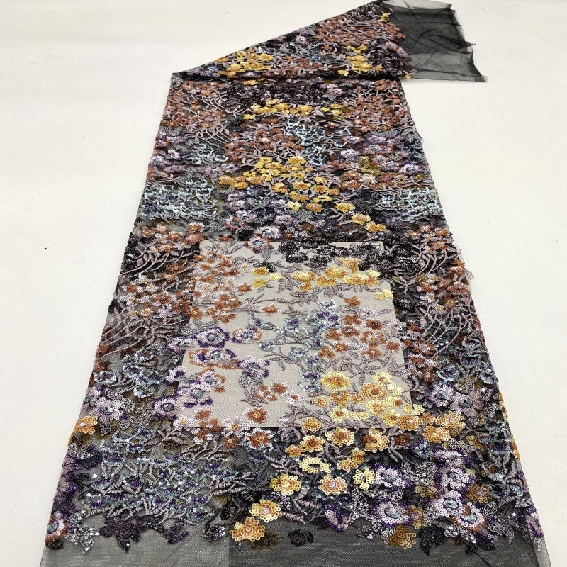 Botanical Mixed-Color Sequin Embroidered Fabric — fabric photo 5