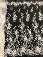 White-Core Beaded Bridal Fabric with 3/4 mm Sequins