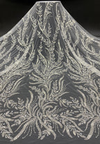 3D Floral Foam Bead & 3/7mm Sequin Bridal Fabric