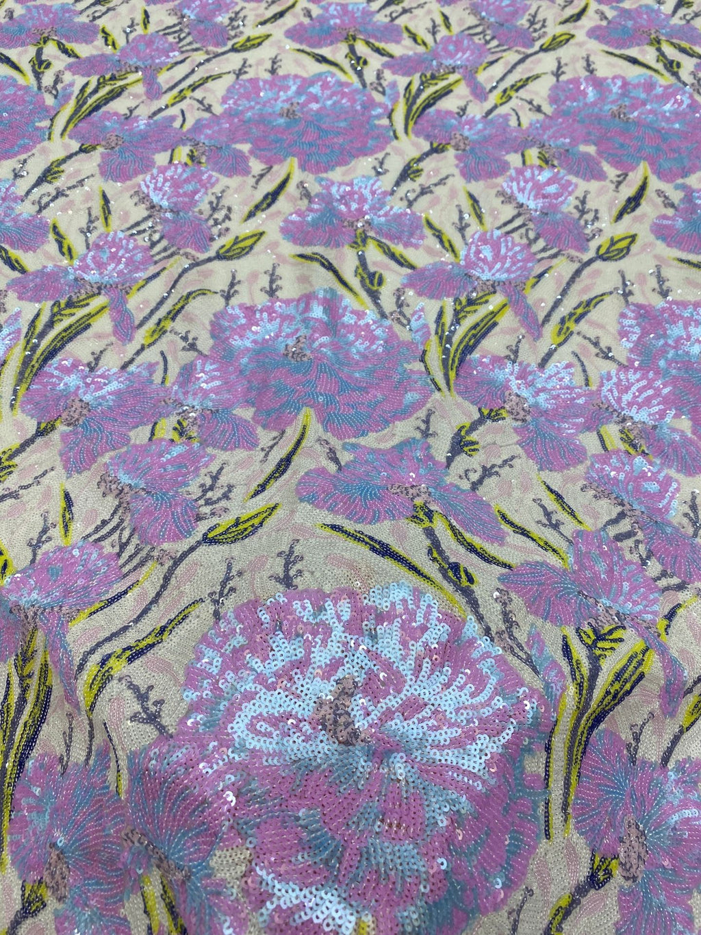 Heavy Lotus Sequin Embroidered Bridal Fabric — fabric photo 4