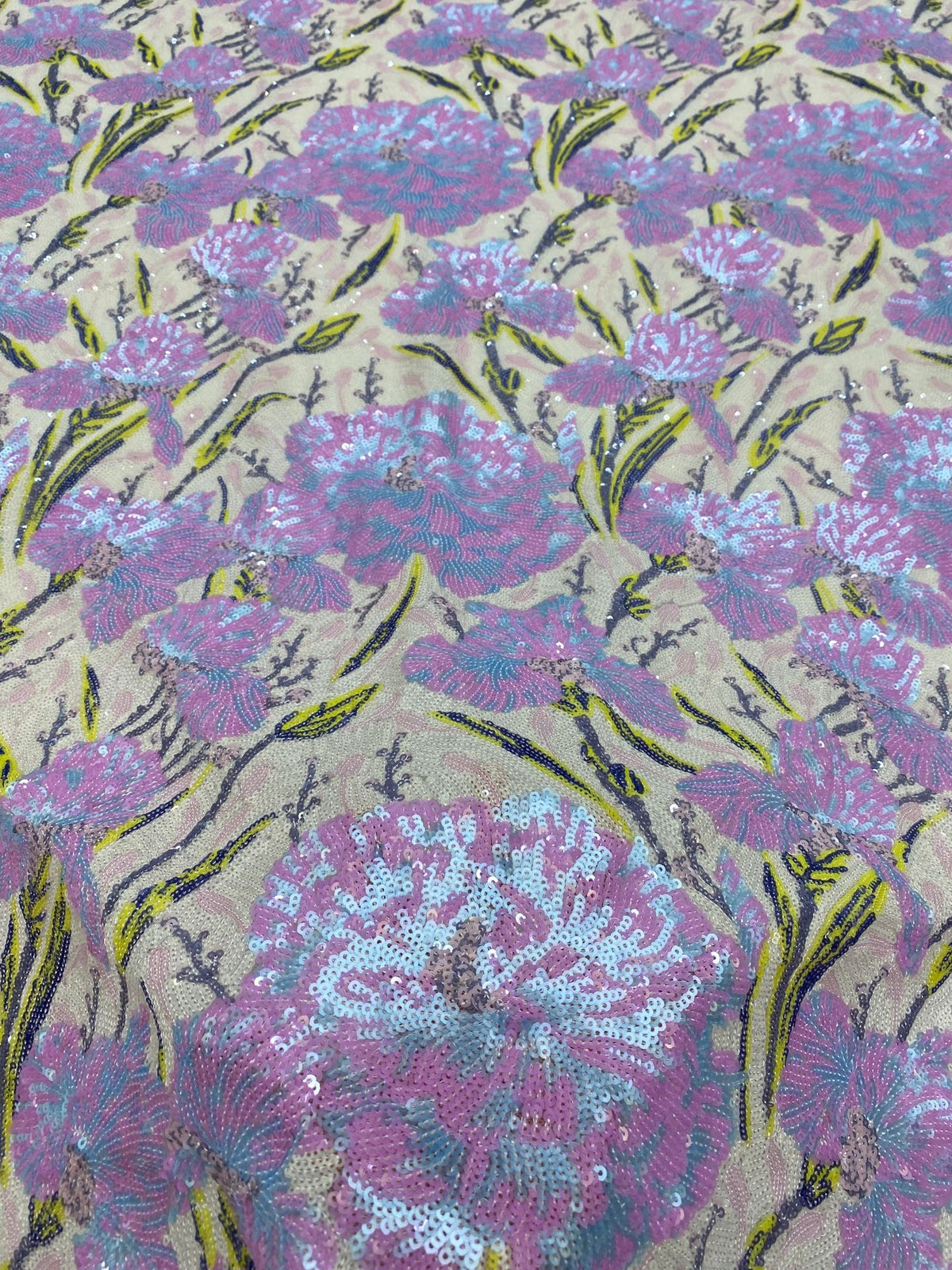 Heavy Lotus Sequin Embroidered Bridal Fabric — fabric photo 4