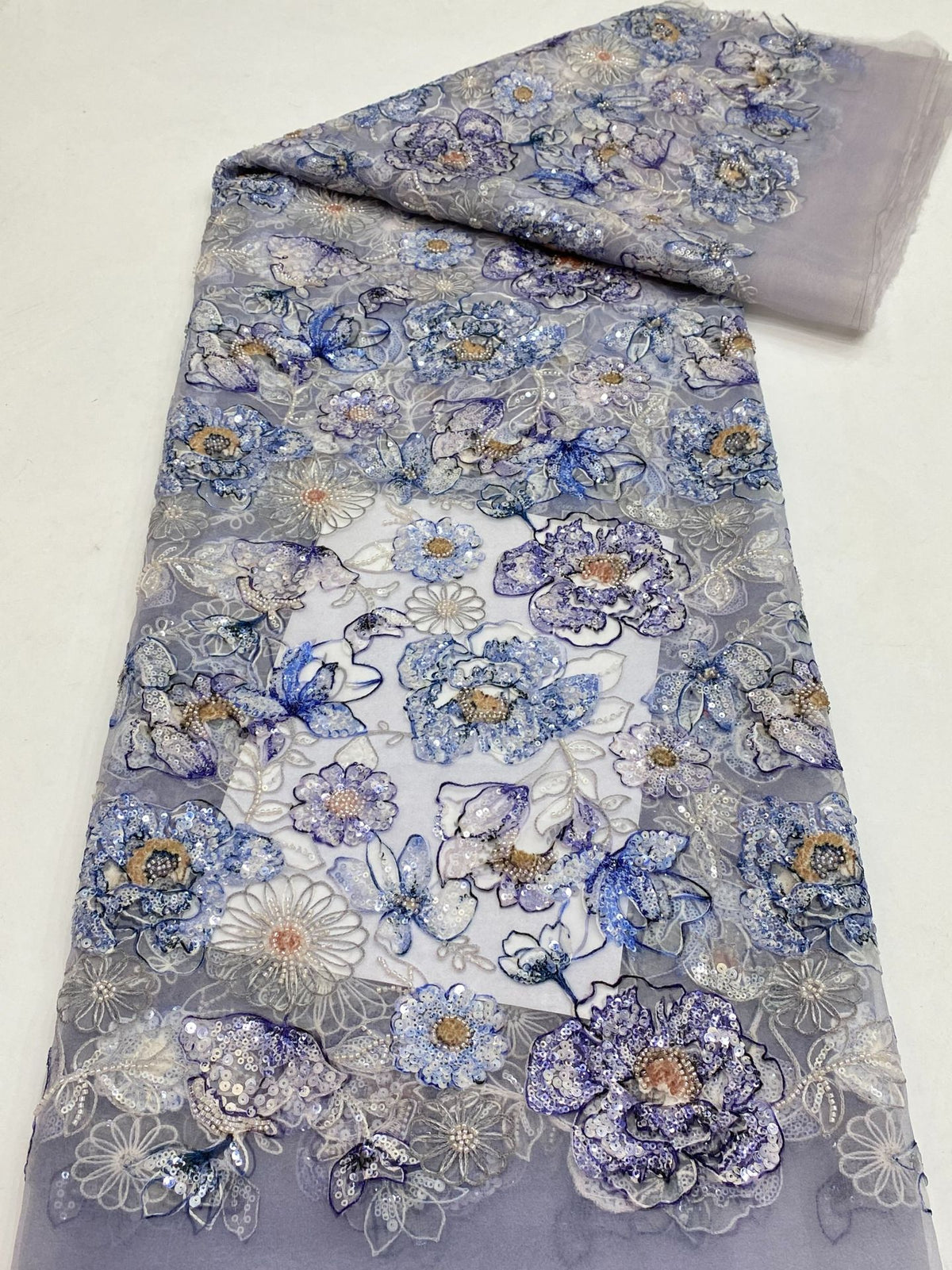Printed Bead & Sequin Embroidered Organza — fabric photo 6