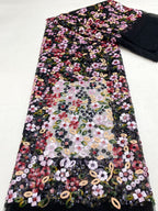 Multicolor Small Floral 5 mm Layered Sequin Embroidered Bridal Fabric — fabric photo 6