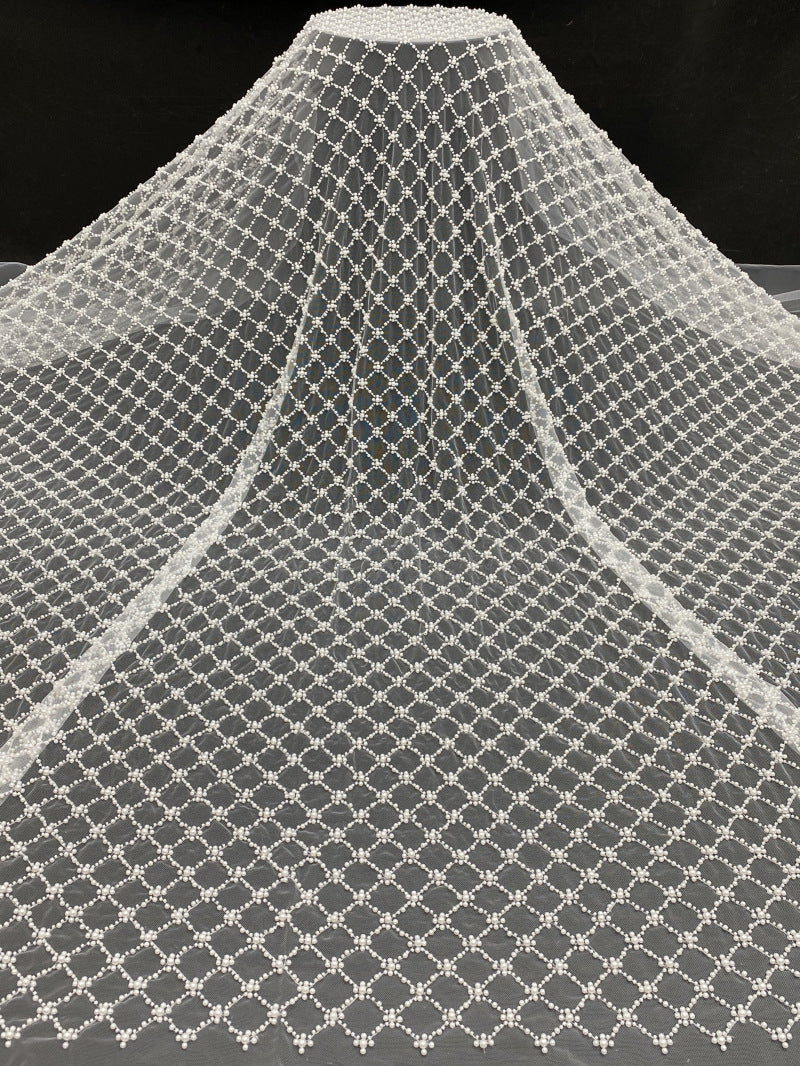 Diamond Bead & Foam Bead Embroidered Fabric — fabric photo 6