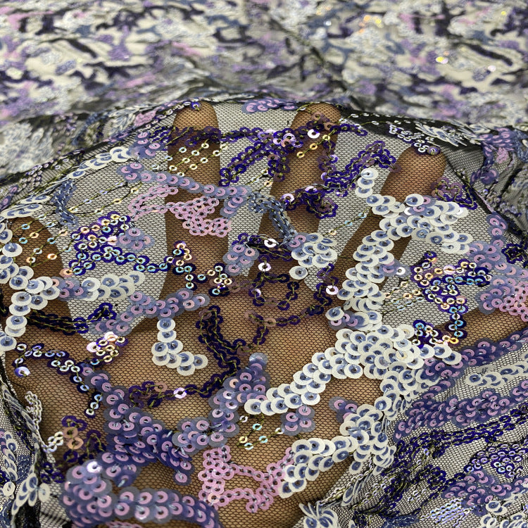 Multicolor 2/3/4/5 mm Layered Sequin Embroidered Tulle Mesh Fabric – Design 46399 — fabric photo 6