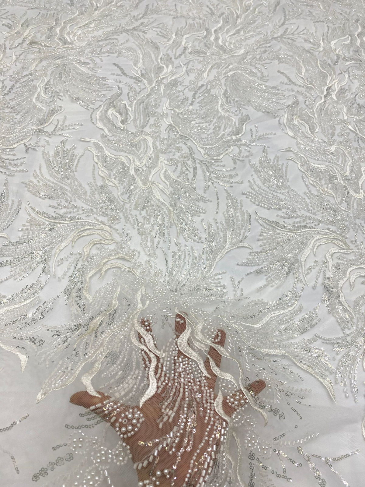 Bugle Bead & Sequin Embroidery Lace for Evening Dresses — fabric photo 4