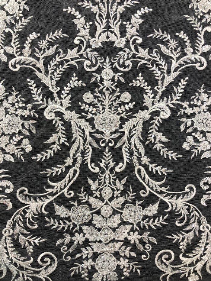 3 mm Crystal-Look Sequin Embroidered Bridal Fabric — fabric photo 2