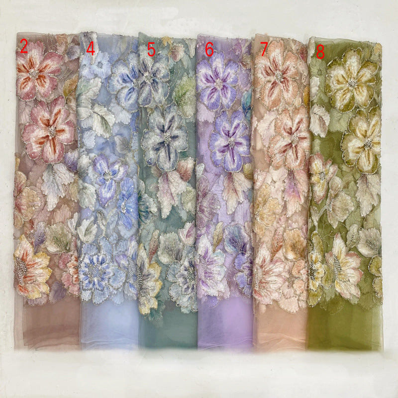 Printed Ribbon Bugle Bead Sequin Fabric – 12173 Series — fabric photo 4