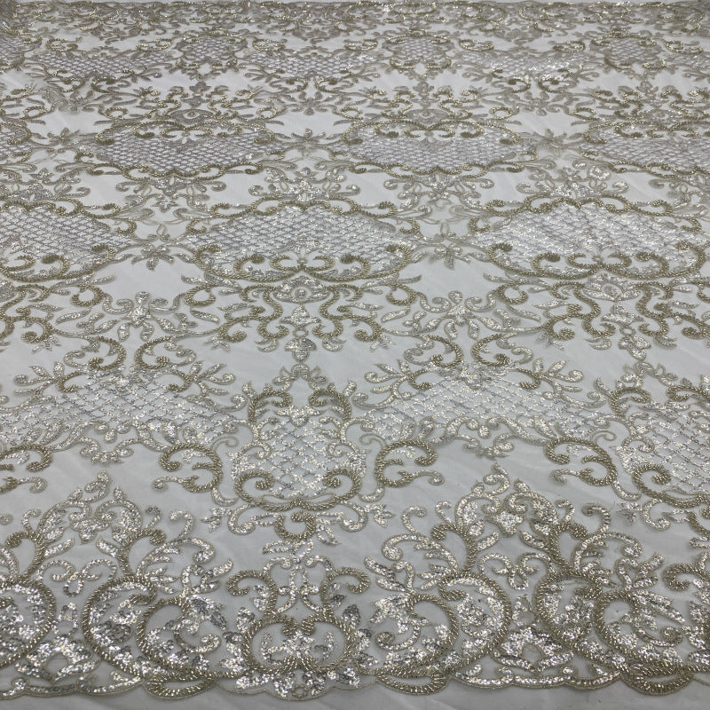 Sequin Embroidered Bridal Fabric – Design 49439 — fabric photo 2