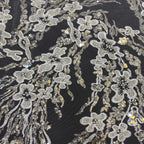 3/7 mm Crystal-Look Sequin & Silver-Bead Embroidered Bridal Fabric – Design 47551 — fabric photo 6