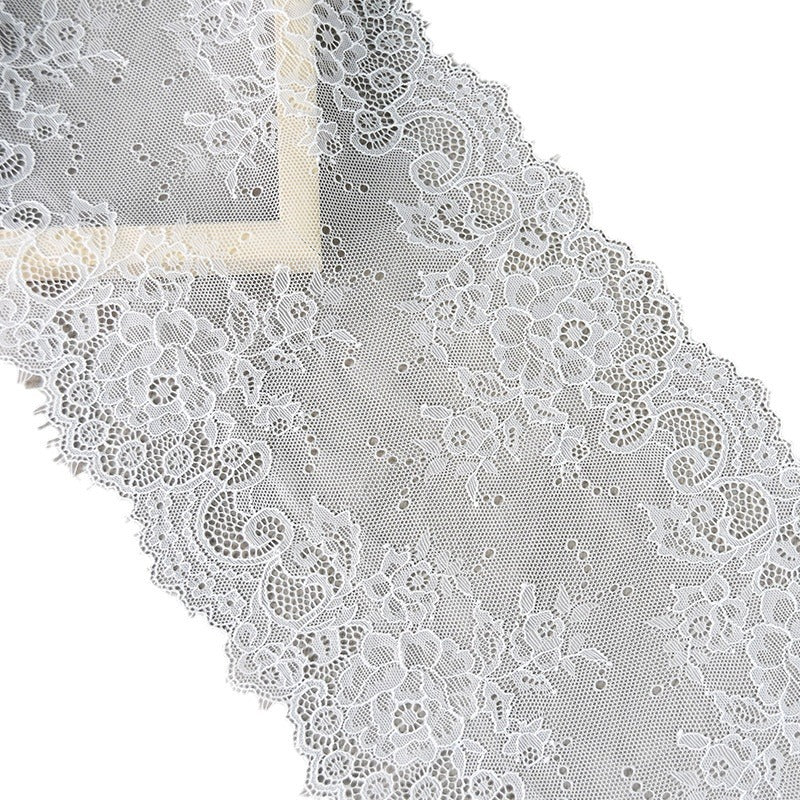 Rose Floral Stretch Eyelash Lace Trim 22 cm — fabric photo 4