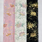 Velvet Botanical Embroidery with Colorful Sequins