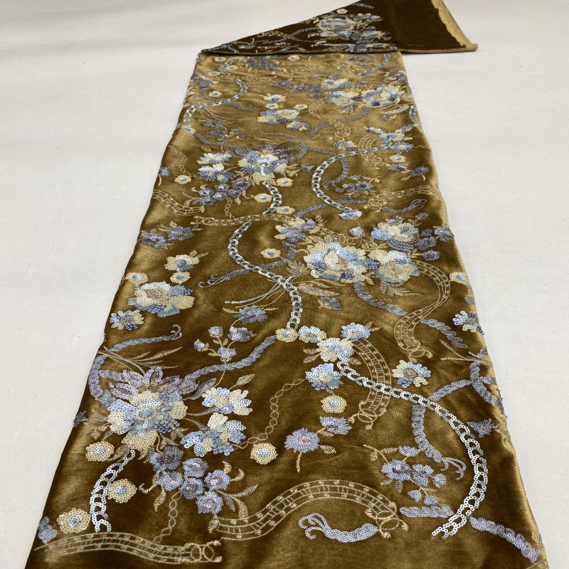 Multicolor Sequin Embroidered Velvet-Base Fabric — fabric photo 4
