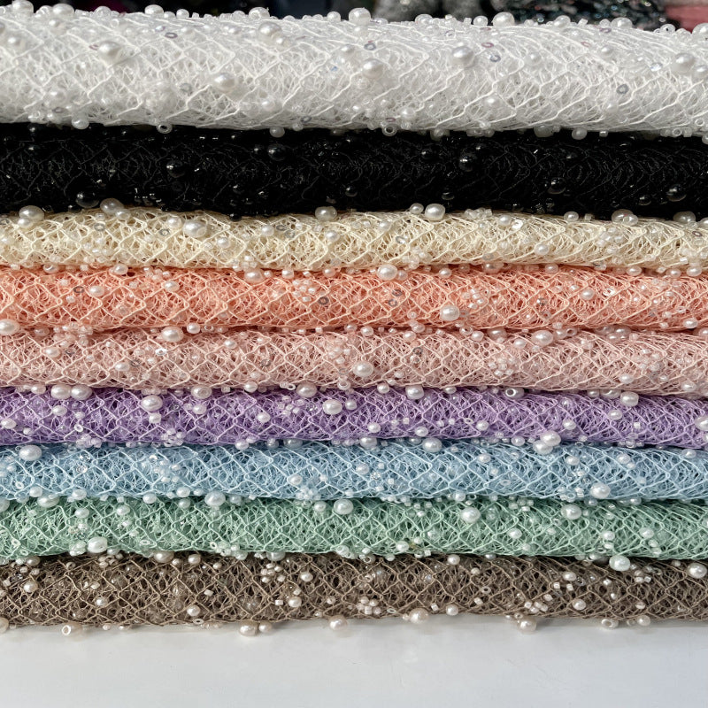 Textured Rope Foam Bead Sequin Embroidery Fabric