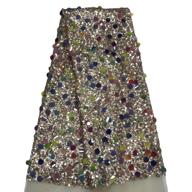 Multicolor 3/5/18 mm Sequin Embroidered Mesh Fabric — fabric photo 5