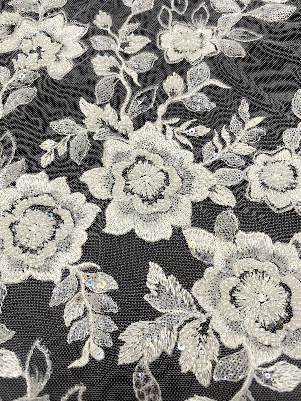 Wedding Lace with Beads and Sequins Fabric by Yard — fabric photo 3