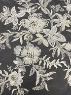 Symmetrical Floral Beaded Sequin Lace Fabric — fabric photo 3