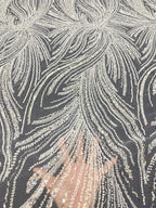 Heavy Bugle & Foam Bead Sequin Embroidery Fabric — fabric photo 2