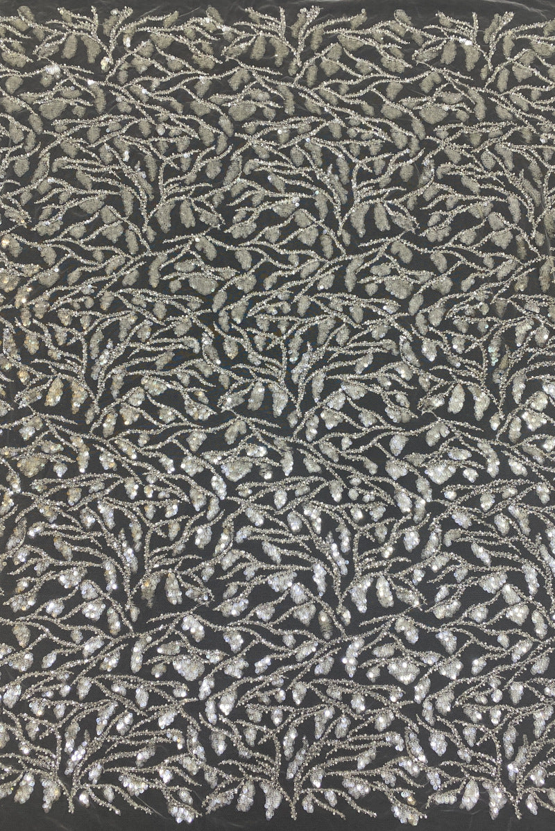 Foam Bead Fabric with Mixed-Size Sequin Embroidery — fabric photo 6