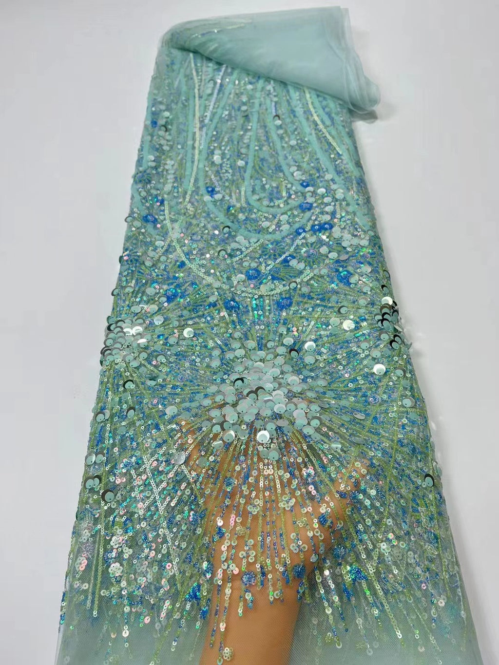 Metallic Beaded Mesh Embroidery Fabric — fabric photo 6