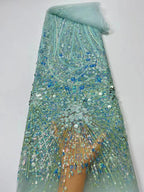 Metallic Beaded Mesh Embroidery Fabric — fabric photo 6