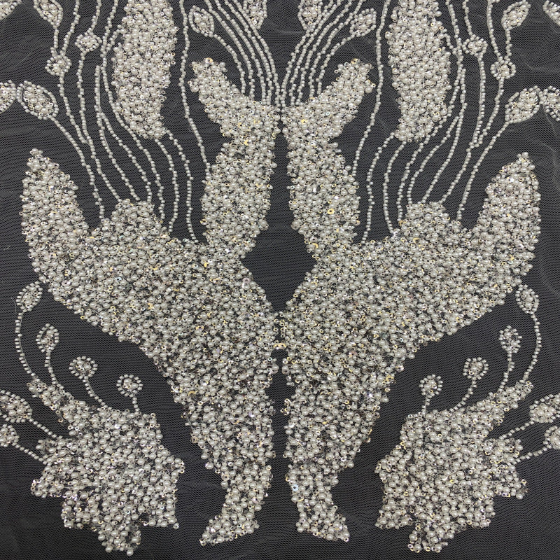 3D Sequin & Bubble-Bead Embroidered Bridal Fabric – Design 05951 — fabric photo 3