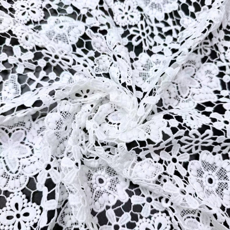 Natural White Polyester Water-Soluble Cutwork Lace – Per Yard