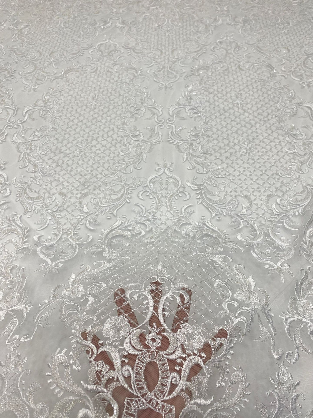 Diamond Pattern Bead Embroidery Fabric — fabric photo 4
