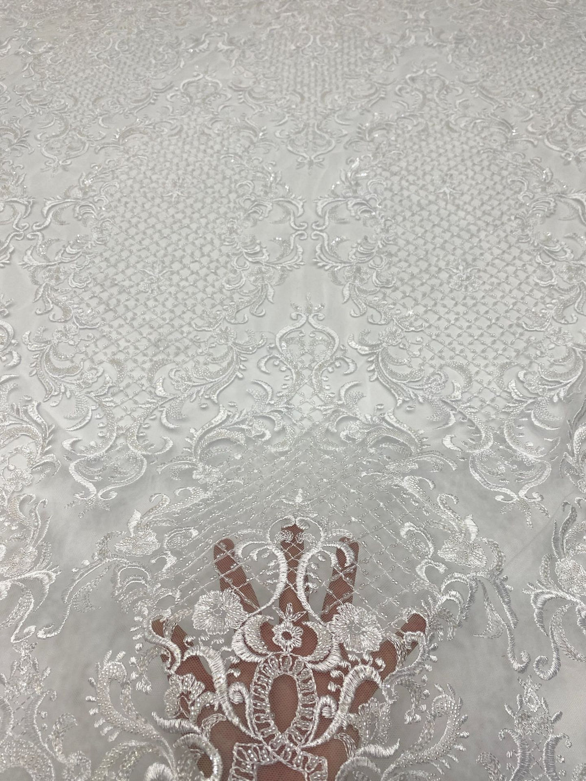 Diamond Pattern Bead Embroidery Fabric — fabric photo 4