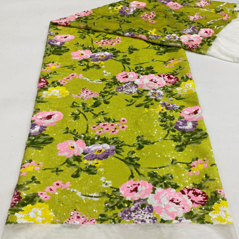 Ethnic Sequin Embroidered Chiffon Fabric — fabric photo 4