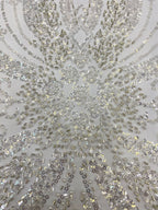 Heavy 3/4 mm Sequin & Bugle-Bead Embroidered Bridal Fabric – Design 94207 — fabric photo 3