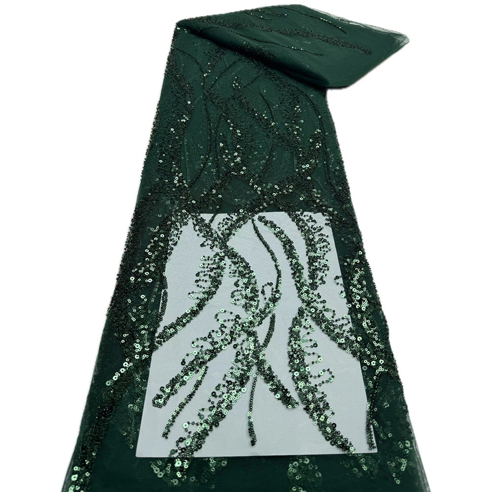 Bugle Beaded Sequin Embroidered Mesh Lace — fabric photo 6