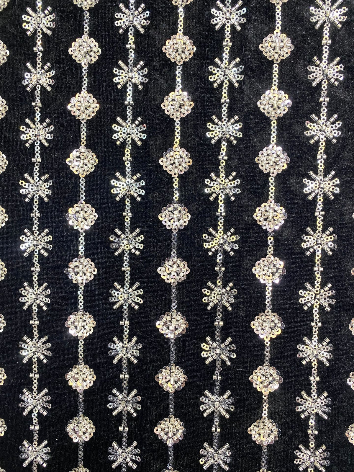 Velvet Bead 3/4mm Sequin Embroidered Fabric — fabric photo 5
