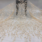 Botanical Sequin & Bugle-Bead Embroidered Bridal Fabric – Design 90207 — fabric photo 3