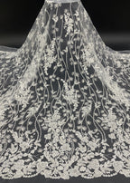 Floral Bead & 3/4mm Sequin Wedding Fabric